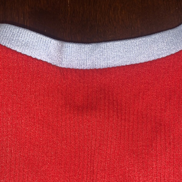 Urban Outfitters Red Crop Top with Blue Trim & #92 - Picture 9 of 9